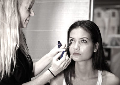 Nicci Welsh - fashion show - Nicci putting on makeup on beautiful model